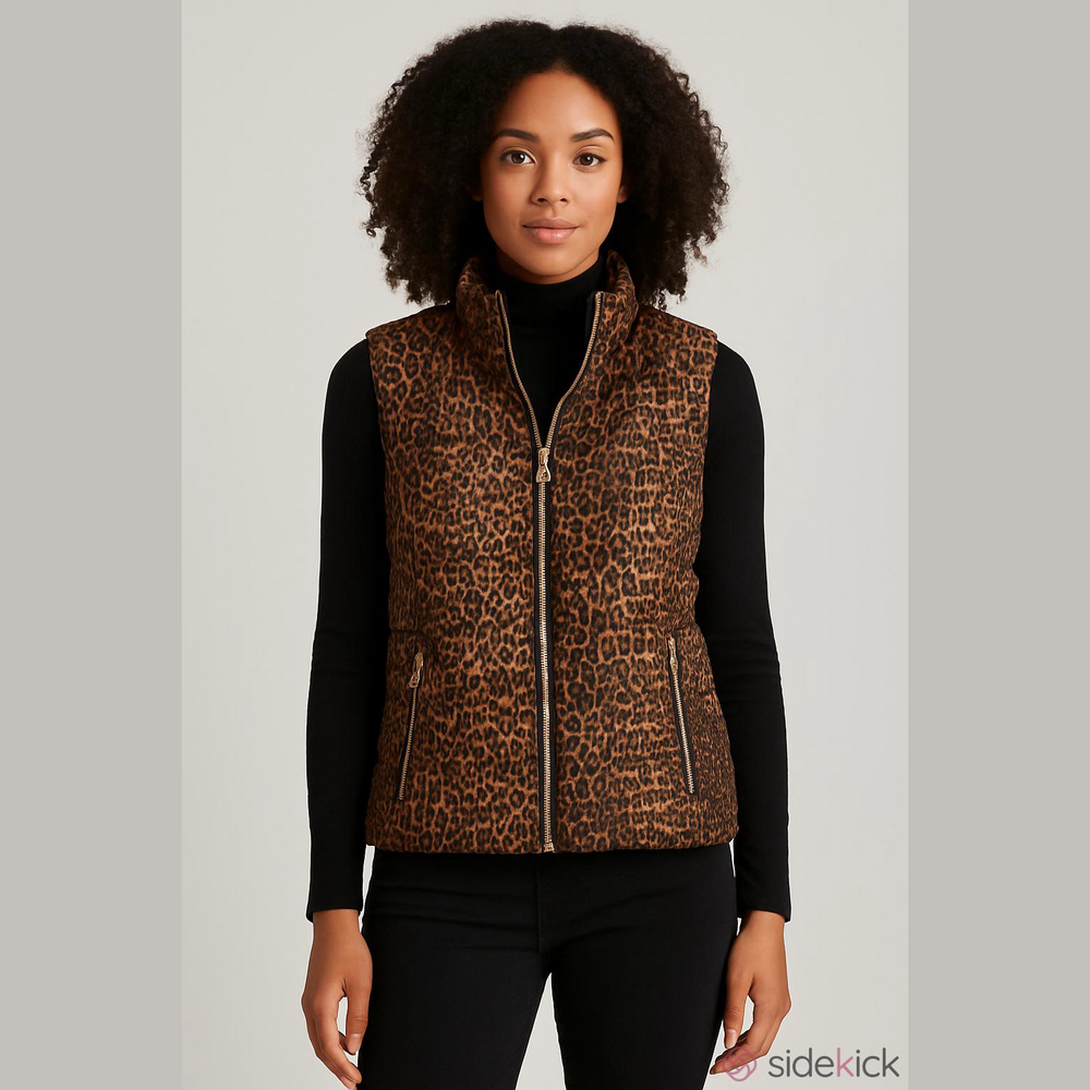 Marc New York Leopard Print Women's Plus Size Vest, Size 3X